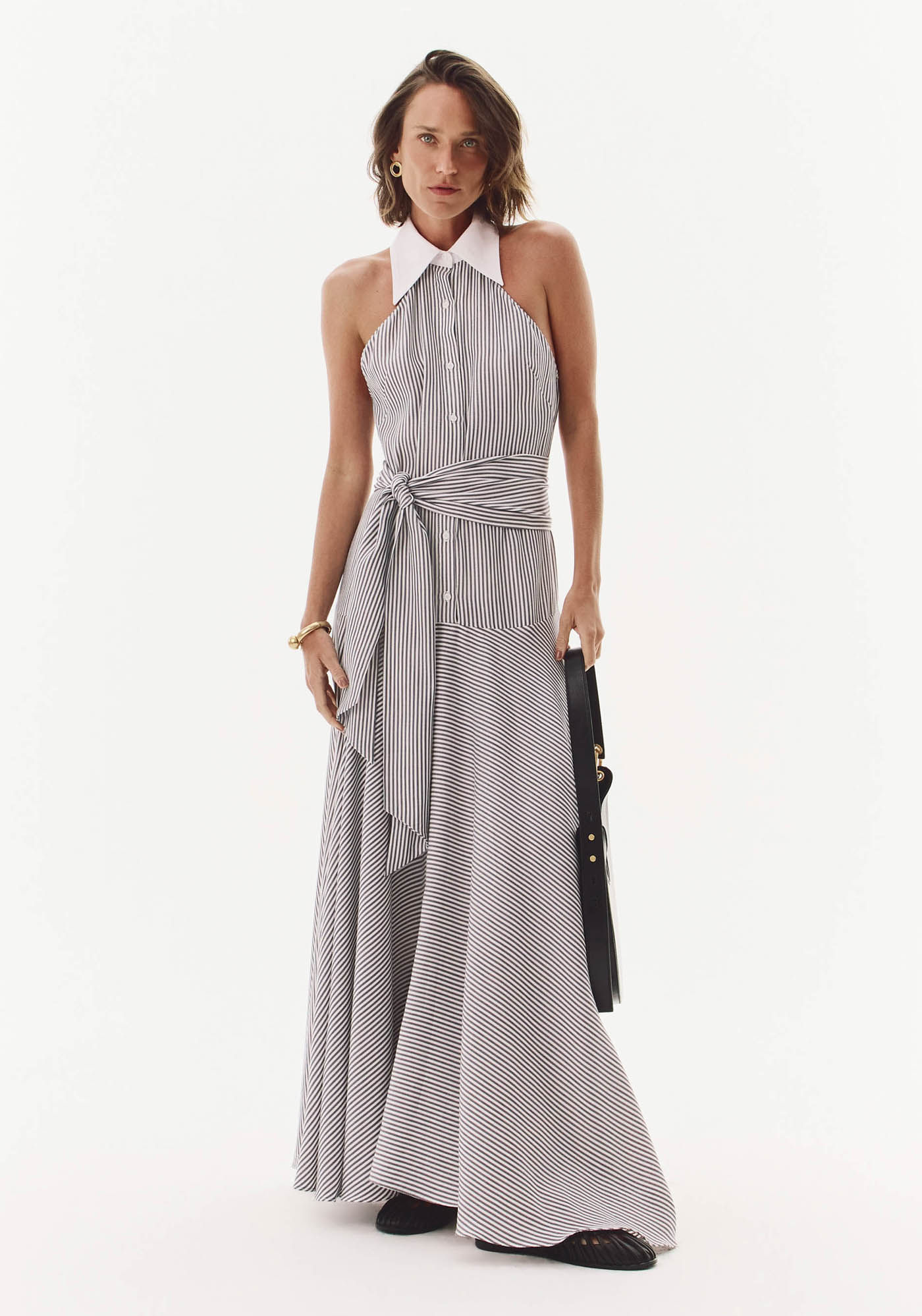 Vestido Super Midi Sem Manga Com Faixa