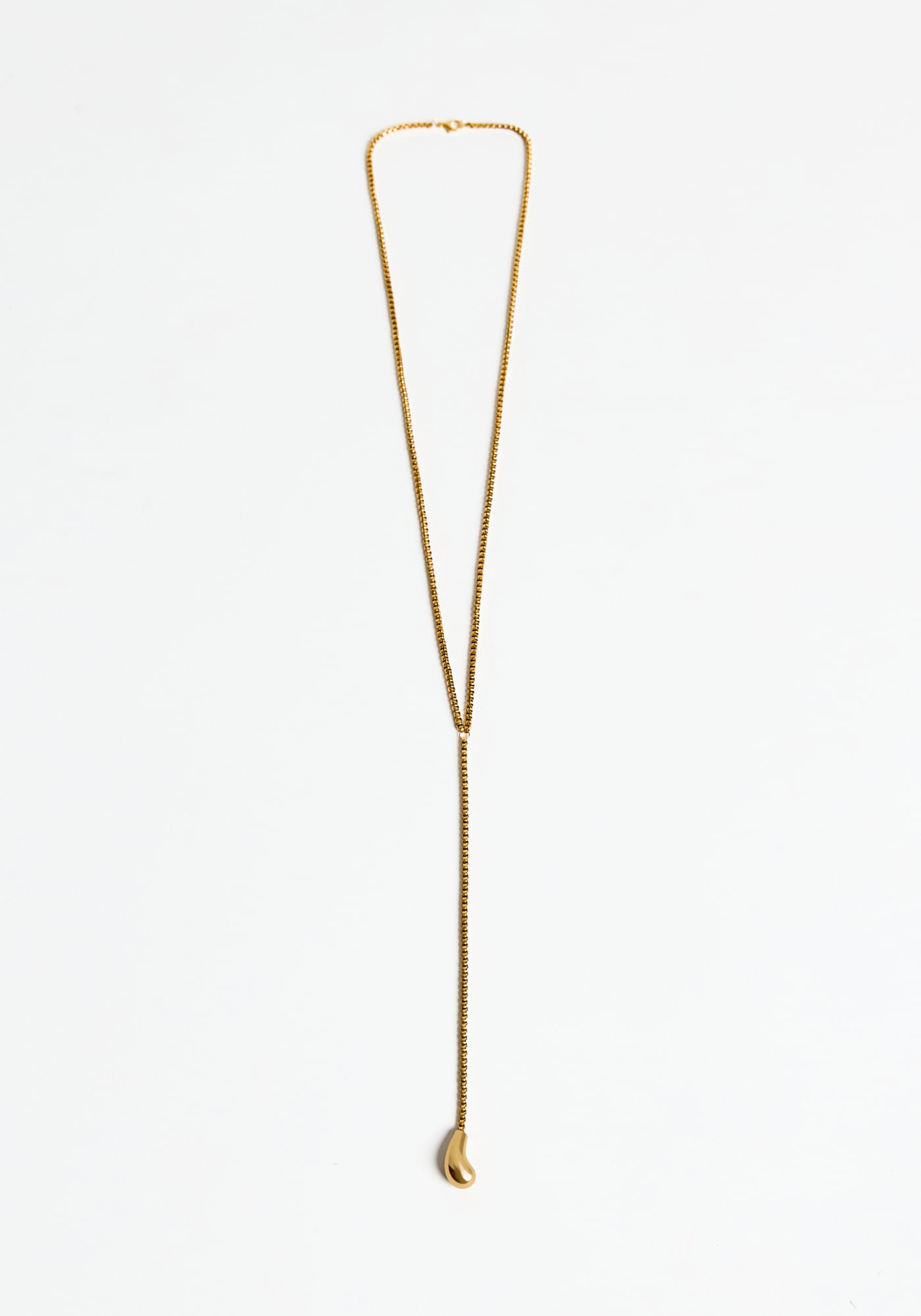 Conjunto Colar De Corrente E Pingente Gota - Amarelo