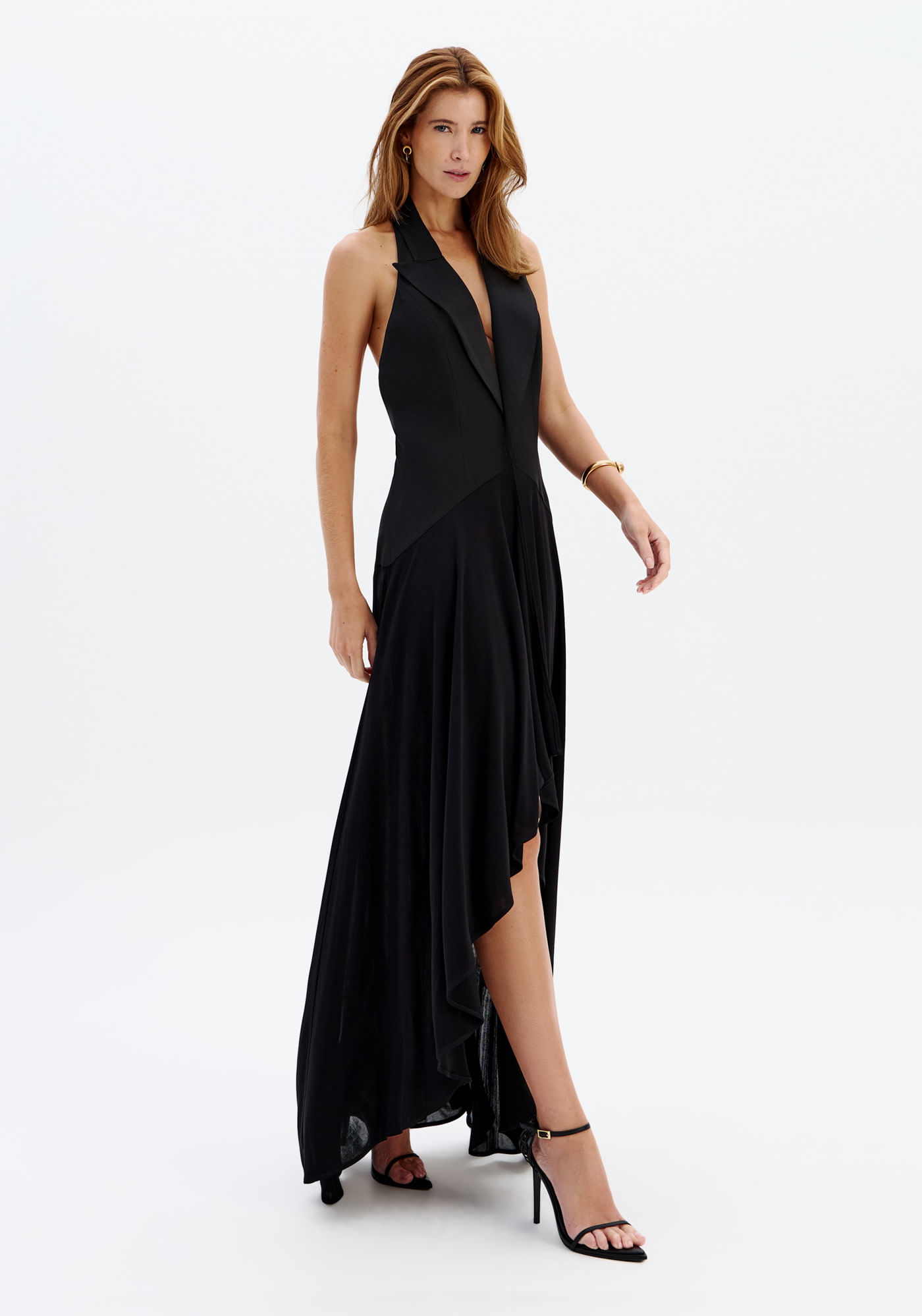 Vestido Longo Frente Única Com Fenda