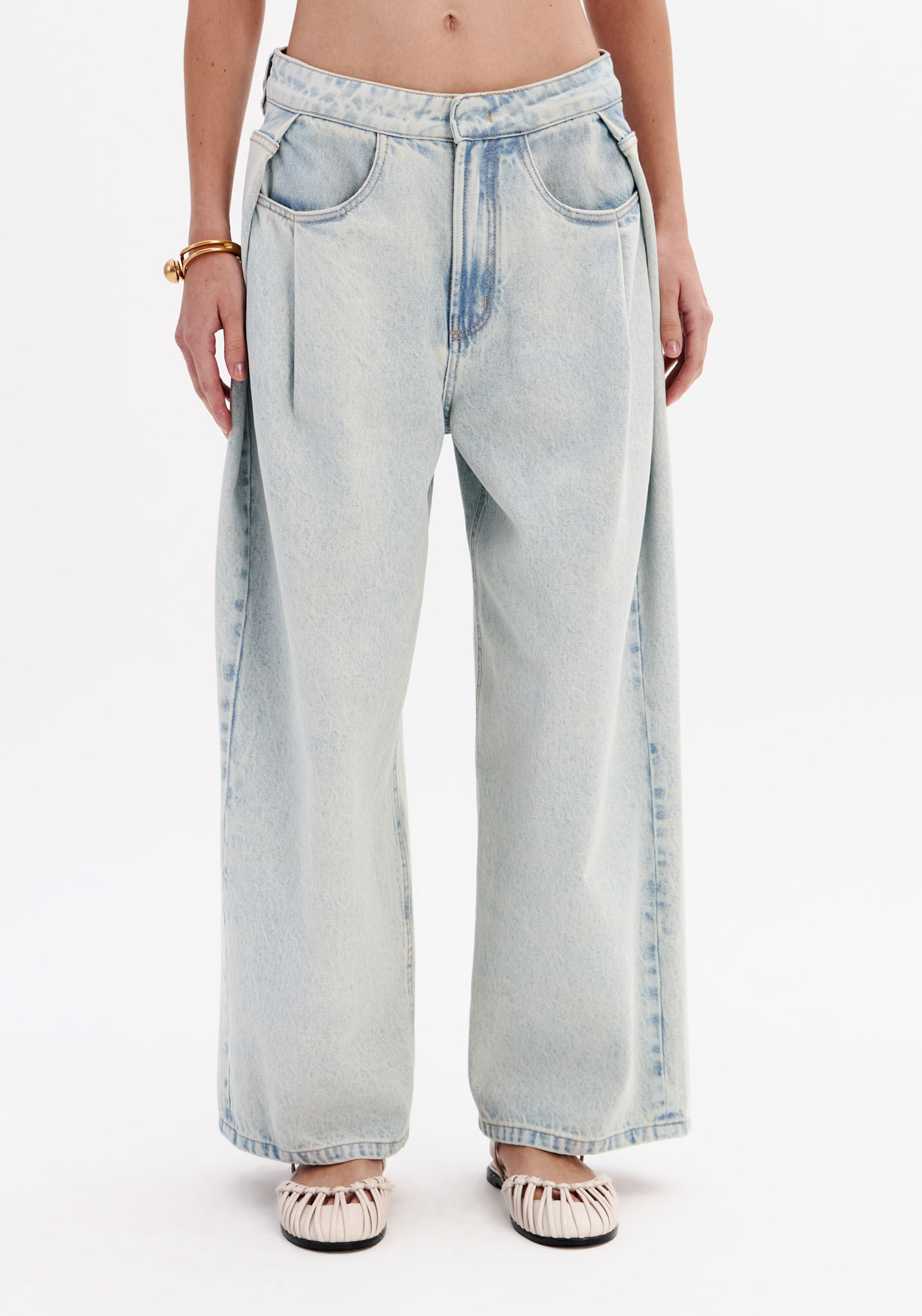 Calça Jeans Baggy Cintura Média - Azul