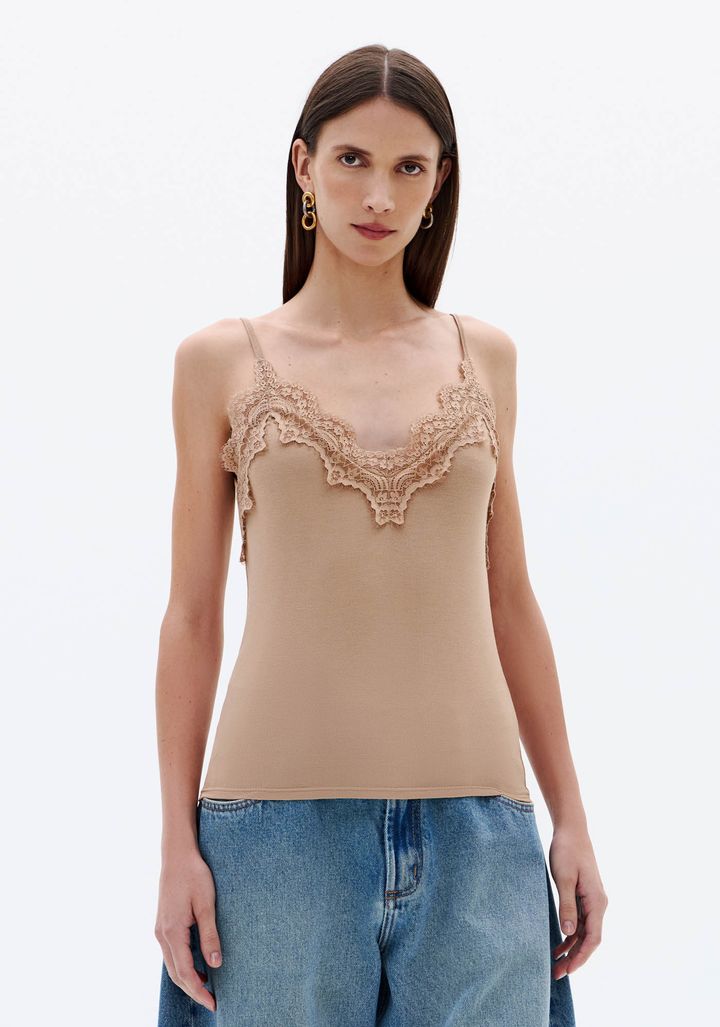 Blusa Sleep De Alça Com Renda 502BL010210