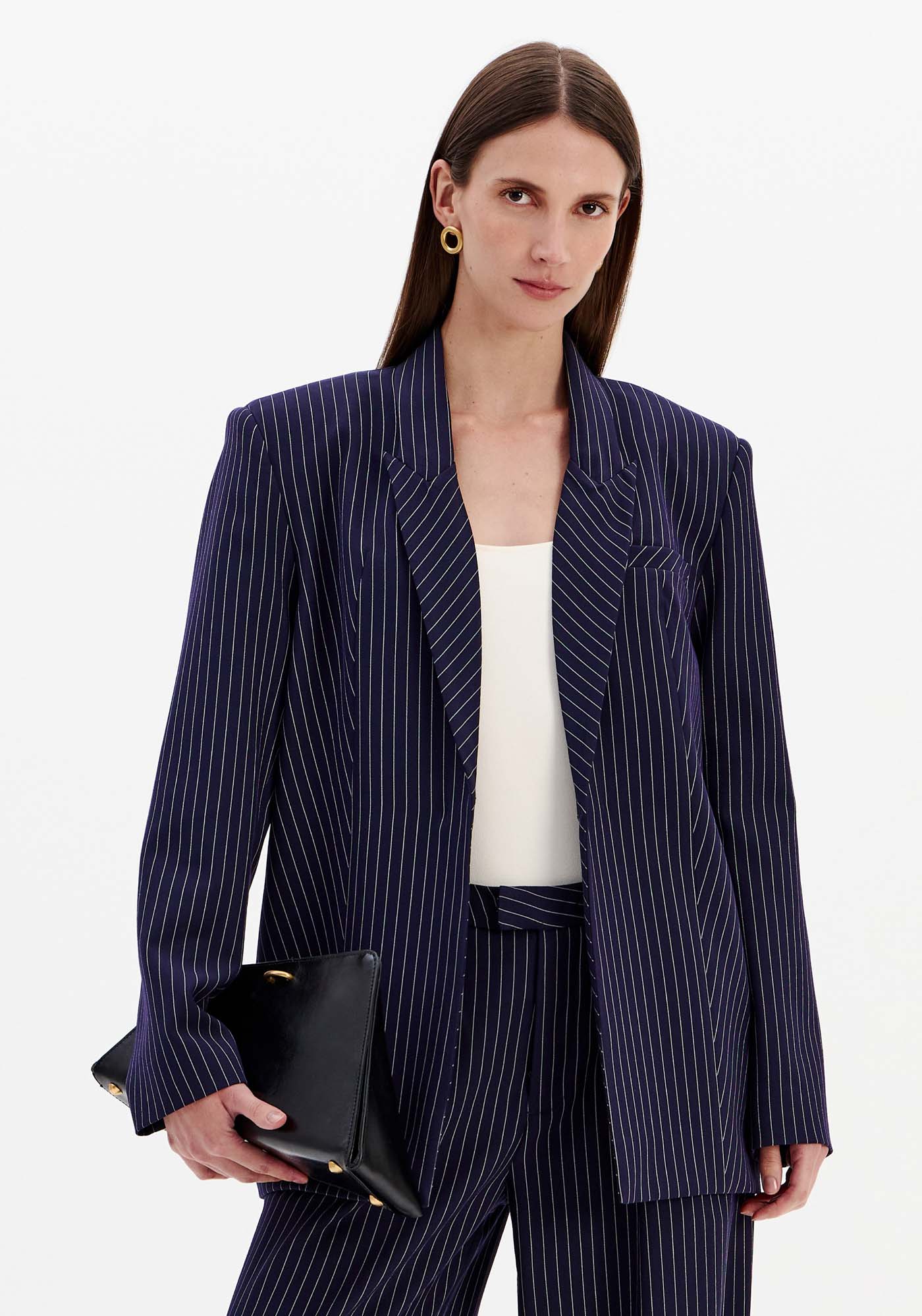 Blazer Oversized Manga Longa Com Faixa Fixa