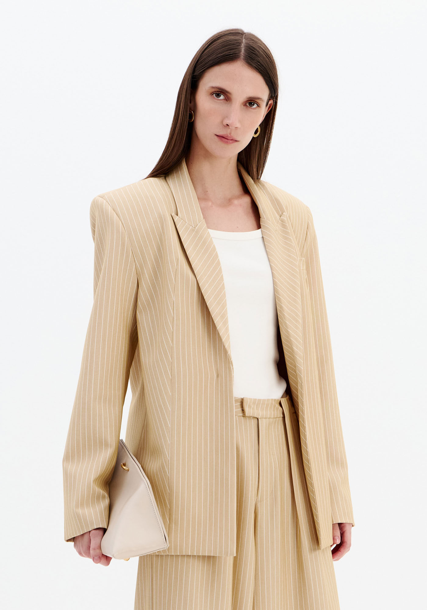 Blazer Oversized Manga Longa Com Faixa Fixa