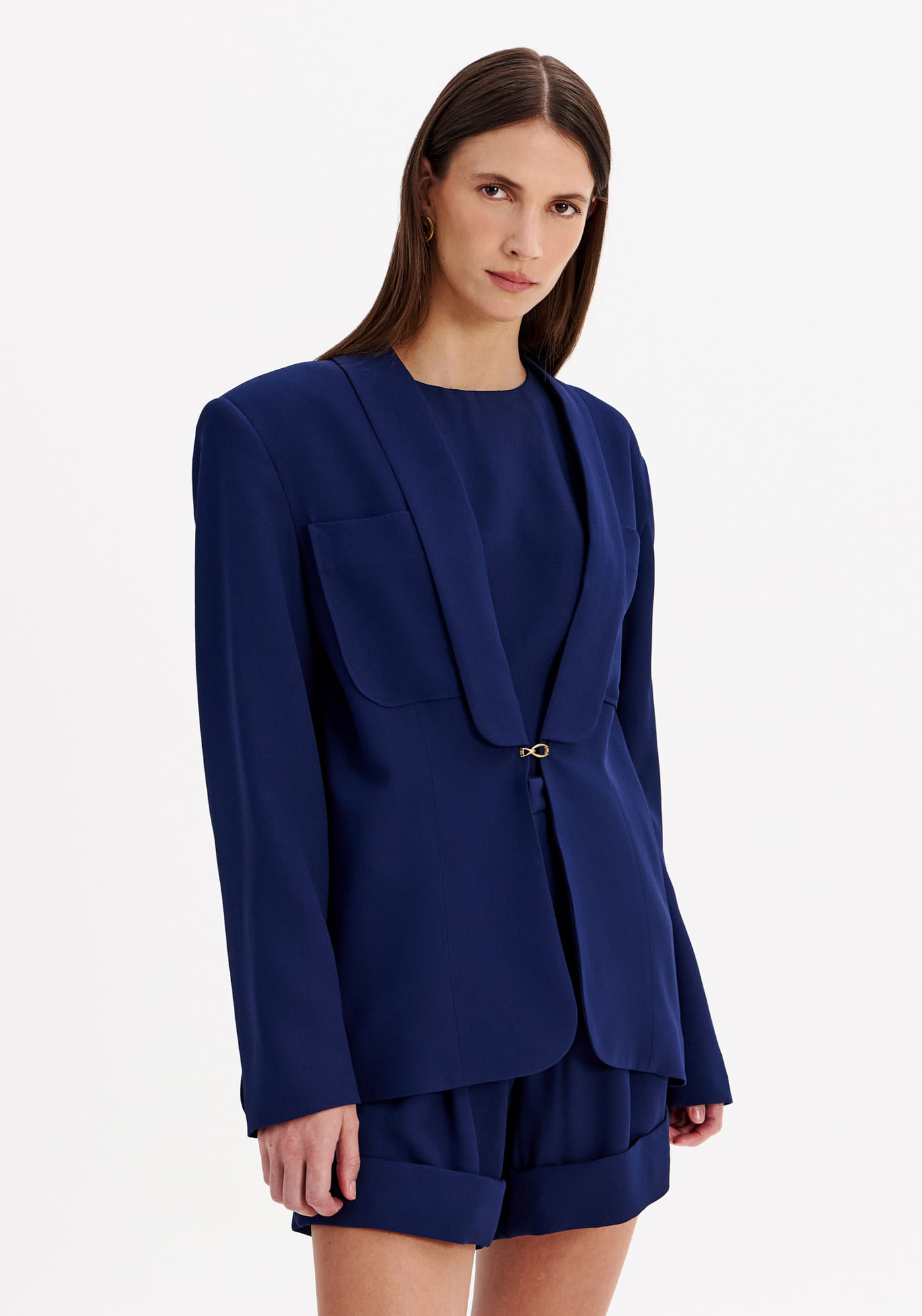 Blazer Regular Alongado Com Faixa