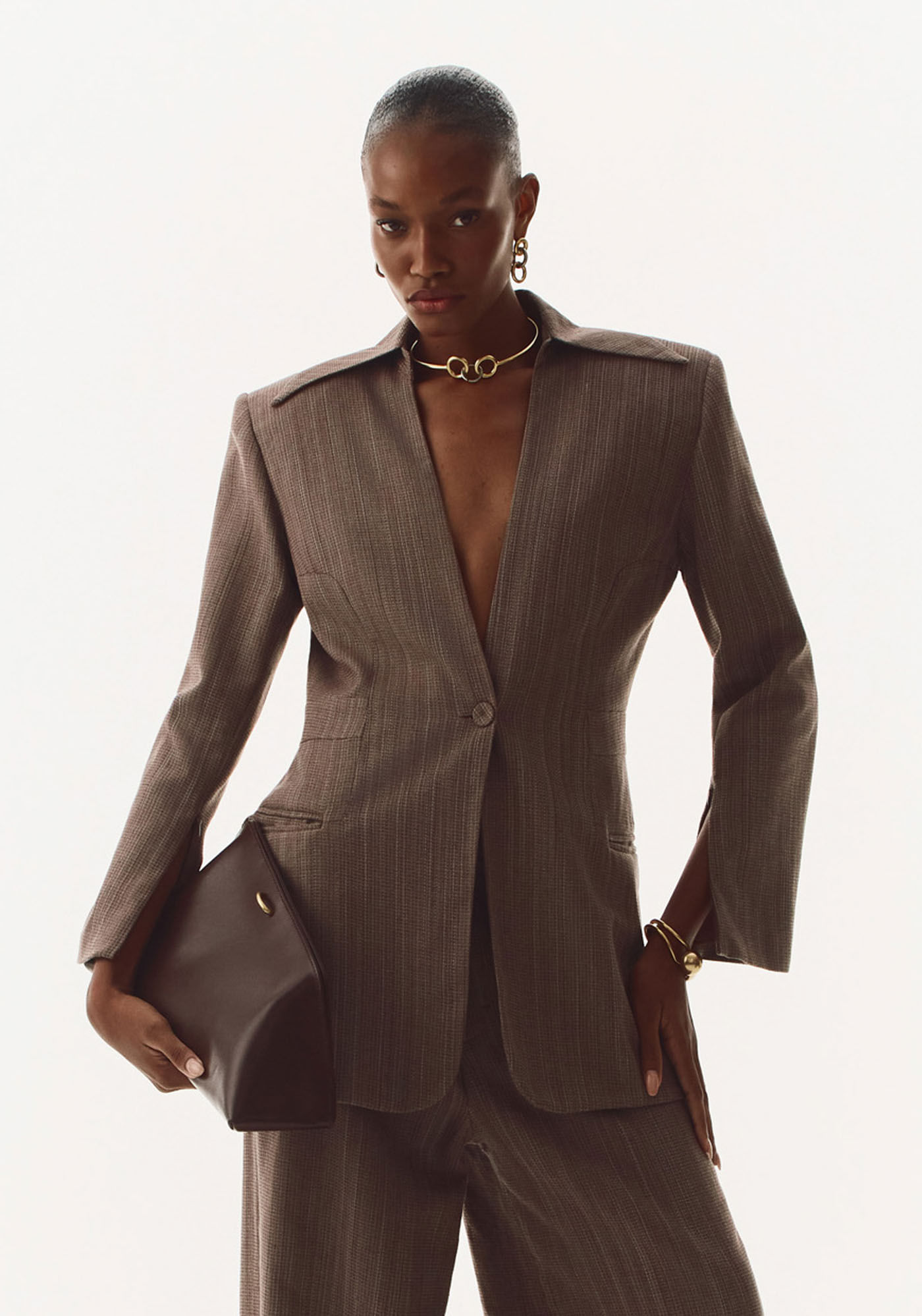Blazer Alongado Com Linho e Cintura Marcada