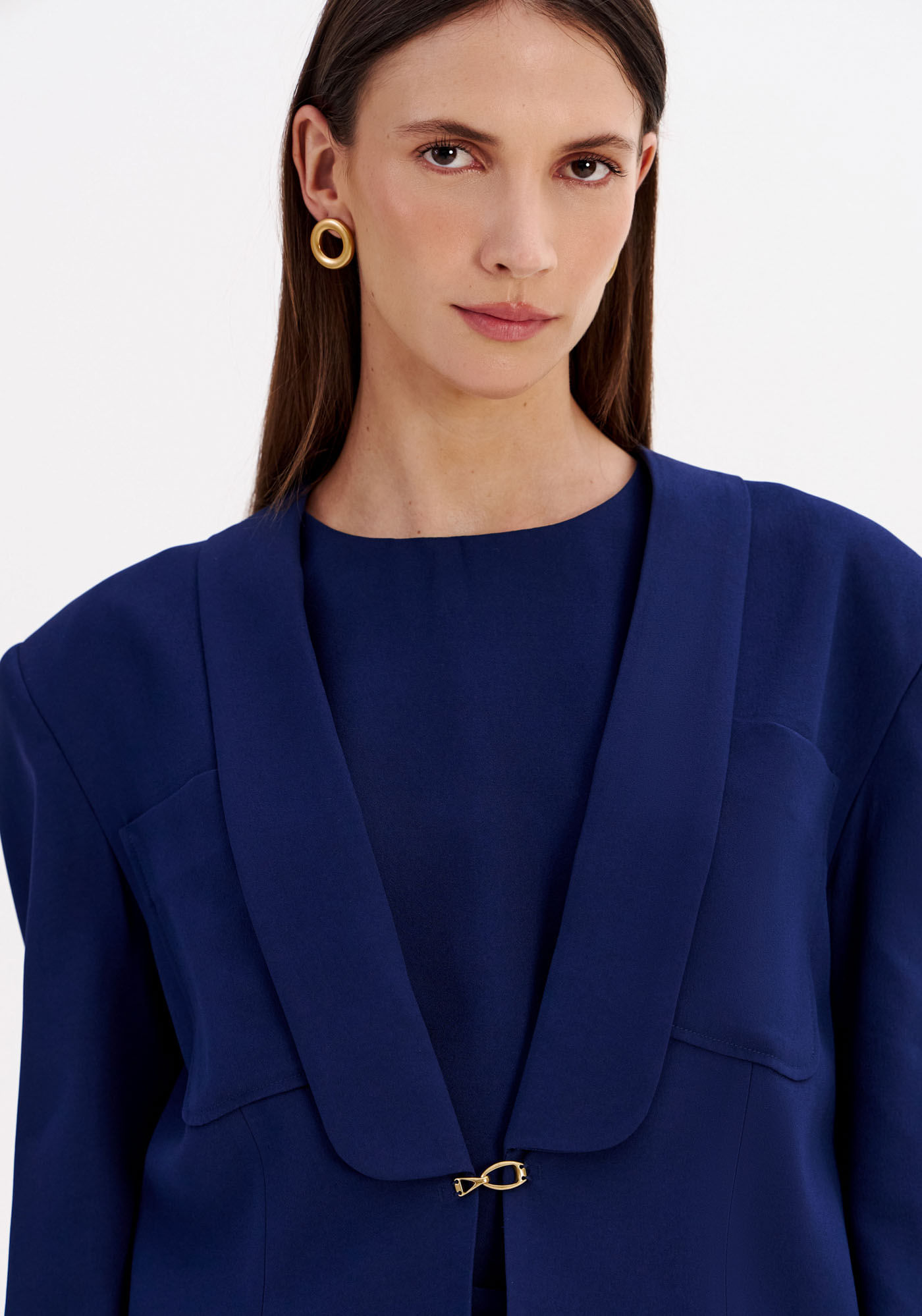 Blazer Regular Alongado Com Faixa