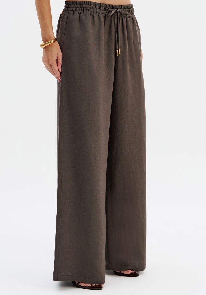 Calça Pantalona Com Linho Cintura Média 502CF003639