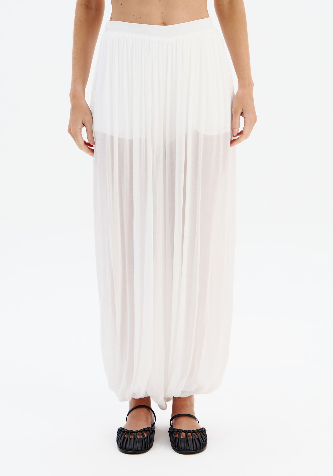 Calça Balloon Cintura Média - Branco