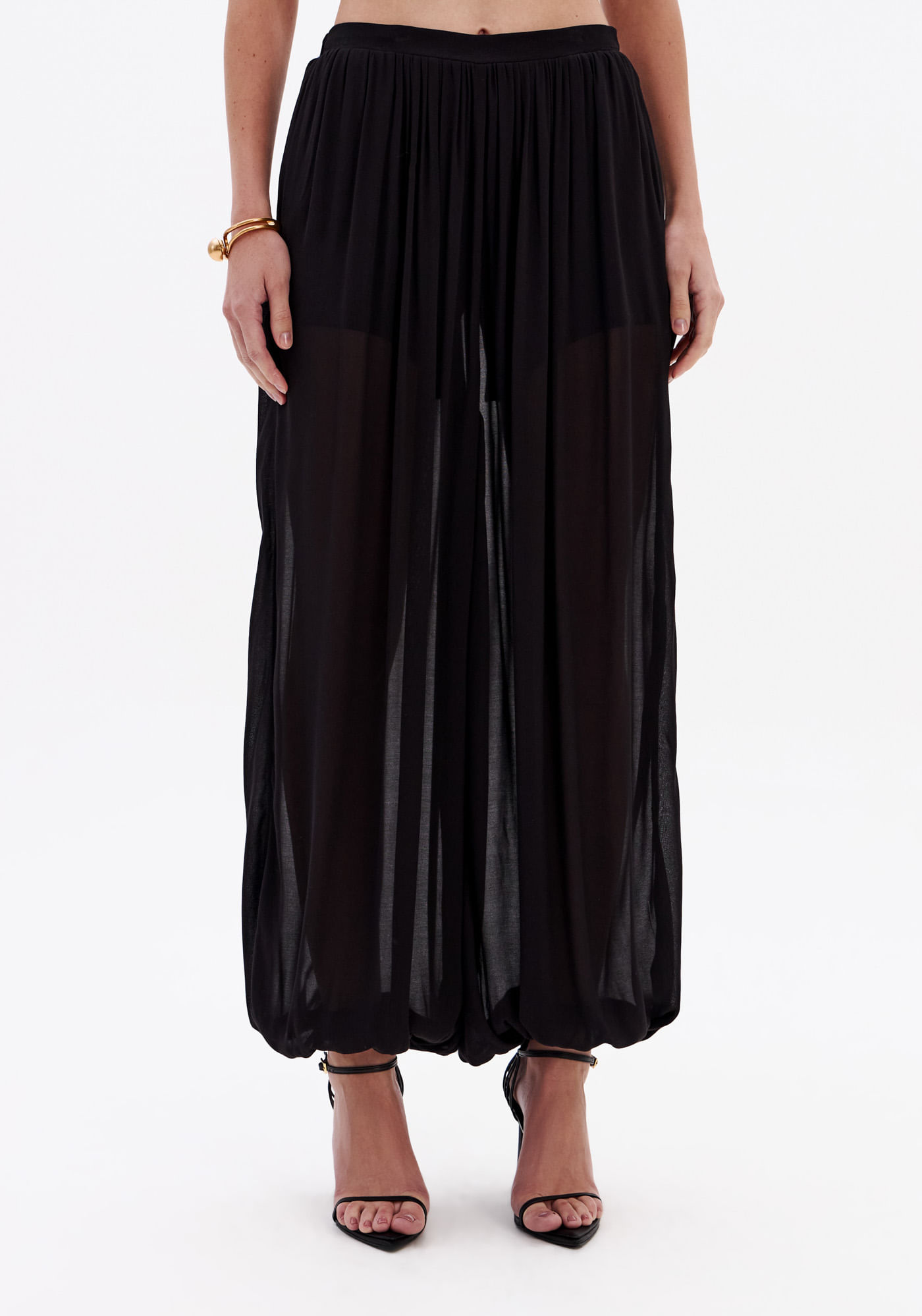 Calça Balloon Cintura Média - Preto