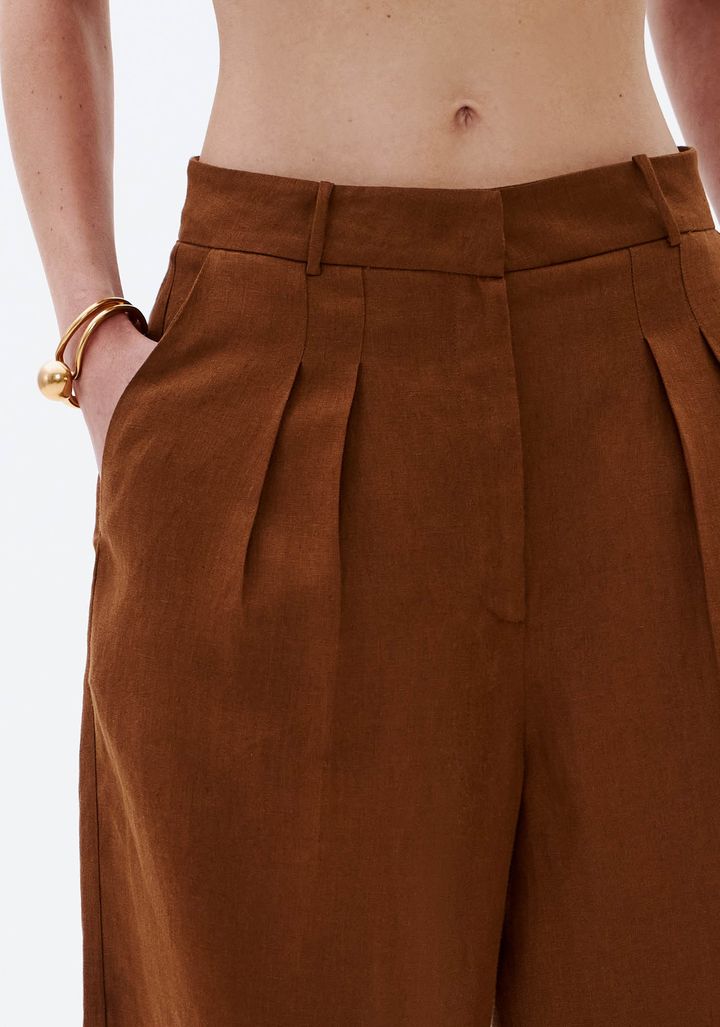 Calça Reta Cintura Média De Linho 547CF000022
