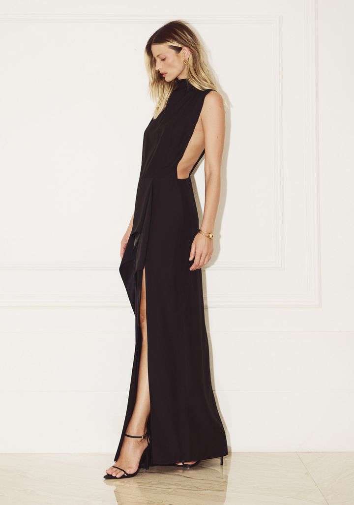 Vestido Longo Gola Alta De Crepe 547VE000208