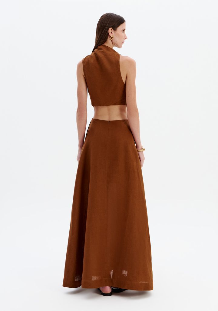 Vestido Super Midi Sem Mangas De Linho 547VE000203