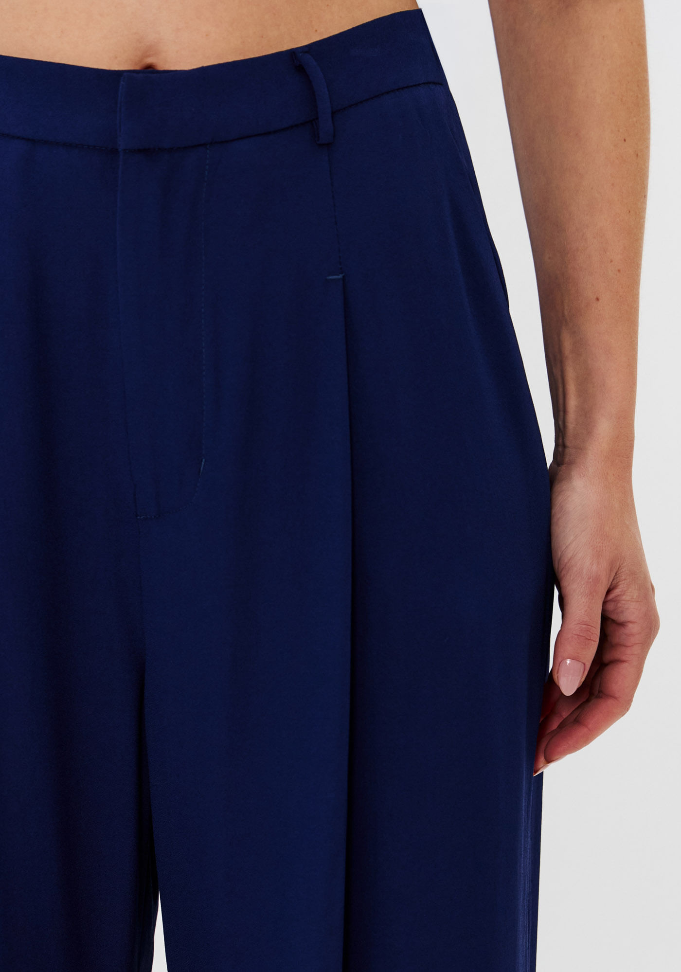 Calça Pantalona Cintura Alta - Azul